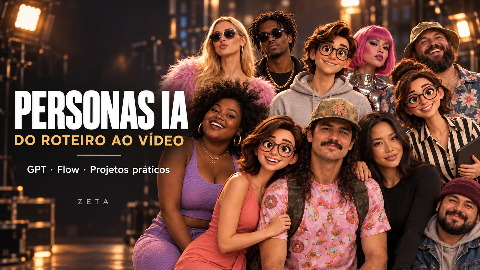 Personas IA, com Maya, Bia, Bruno e o grupo Zeta